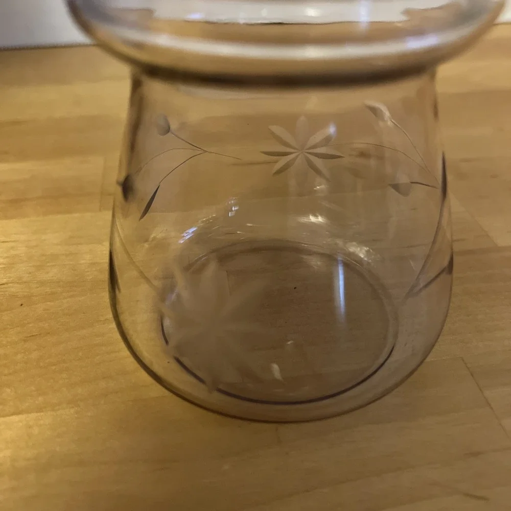 Vintage Etched Apothecary Covered Jar Canister